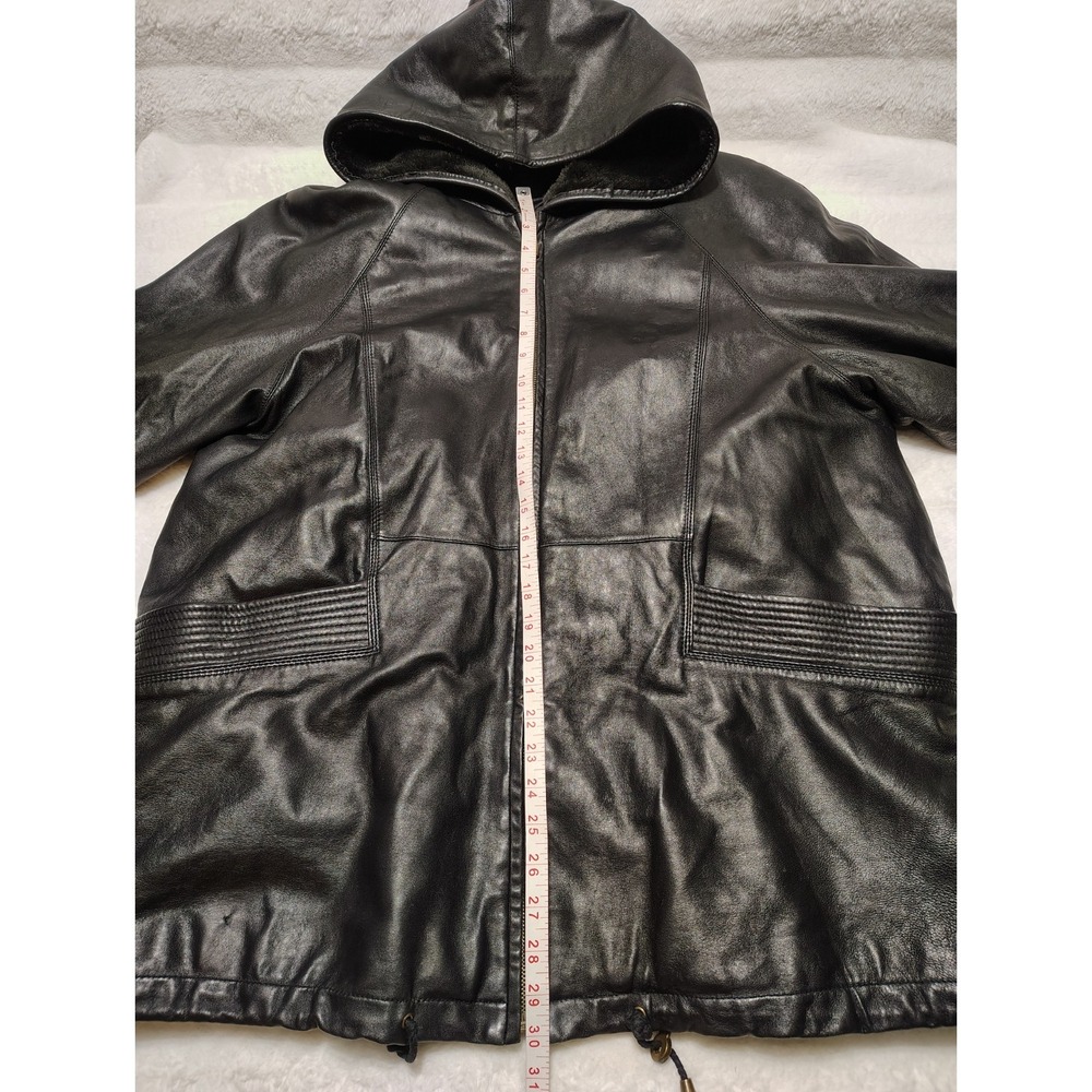 Charles Klein Genuine Leather Jacket & Leather Hood Sz XL + Removable liner Sz M - Picture 3 of 11